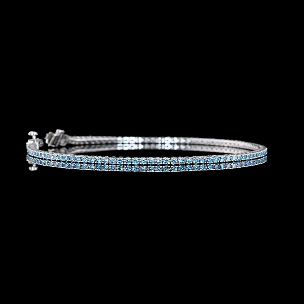 Lab-Grown 1.7 Carat Round Fancy Blue-VS2 Diamond 14K White Gold Tennis Bracelet