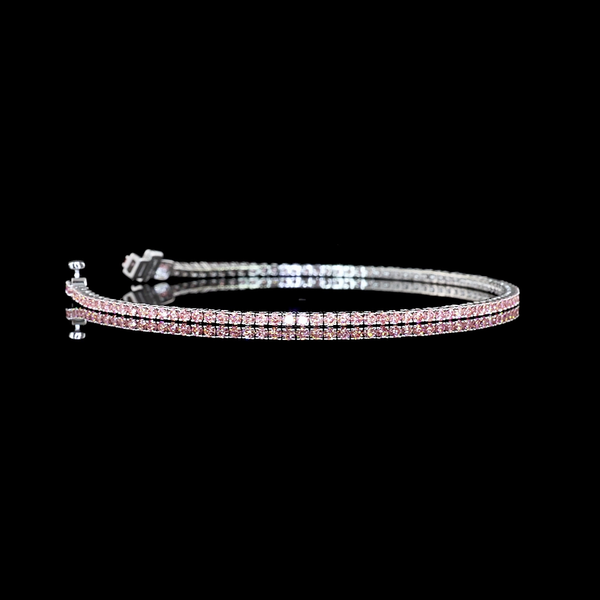 Lab-Grown 1.5 Carat Round Fancy Vivid Pink-VS2 Diamond 14K White Gold Tennis Bra