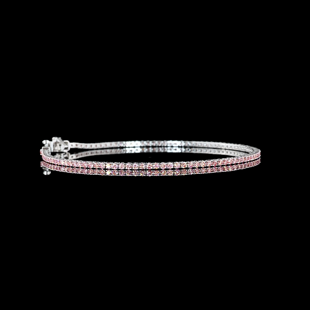 Lab-Grown 1.61 Carat Round Fancy Vivid-VS2 Diamond 14K White Gold Tennis Bracele