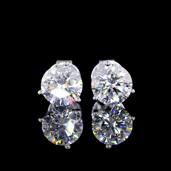 Lab-Grown 2.13 Carat Round F-VS2 Diamond 14K White Gold Martini Earrings