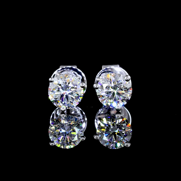 Lab-Grown 1.07 Carat Round D-VS1 Diamond 14K White Gold Martini Earrings