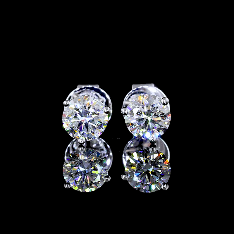 Lab-Grown 1.06 Carat Round D-VVS2 Diamond 14K White Gold Martini Earrings