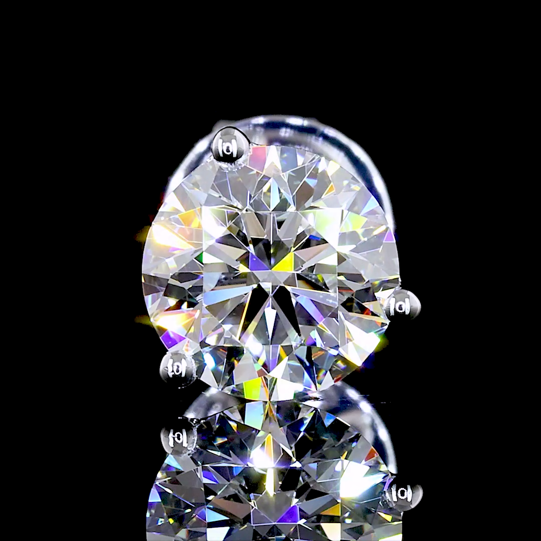 Lab-Grown 1.45 Carat Round E-VVS2 Diamond 14K White Gold Martini Earrings