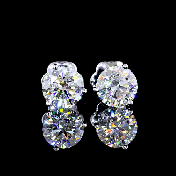 Lab-Grown 2.06 Carat Round E-VS1 Diamond 14K White Gold Martini Earrings