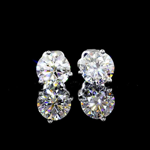 Lab-Grown 2.50 Carat Round E-VVS2 Diamond 14K White Gold Martini Earrings