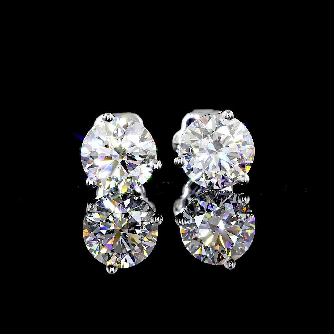 Lab-Grown 2.41 Carat Round G-VS1 Diamond 14K White Gold Martini Earrings