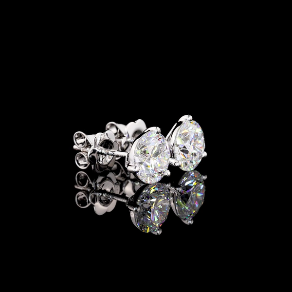 Lab-Grown 3.05 Carat Round F-VS1 Diamond 14K White Gold Martini Earrings