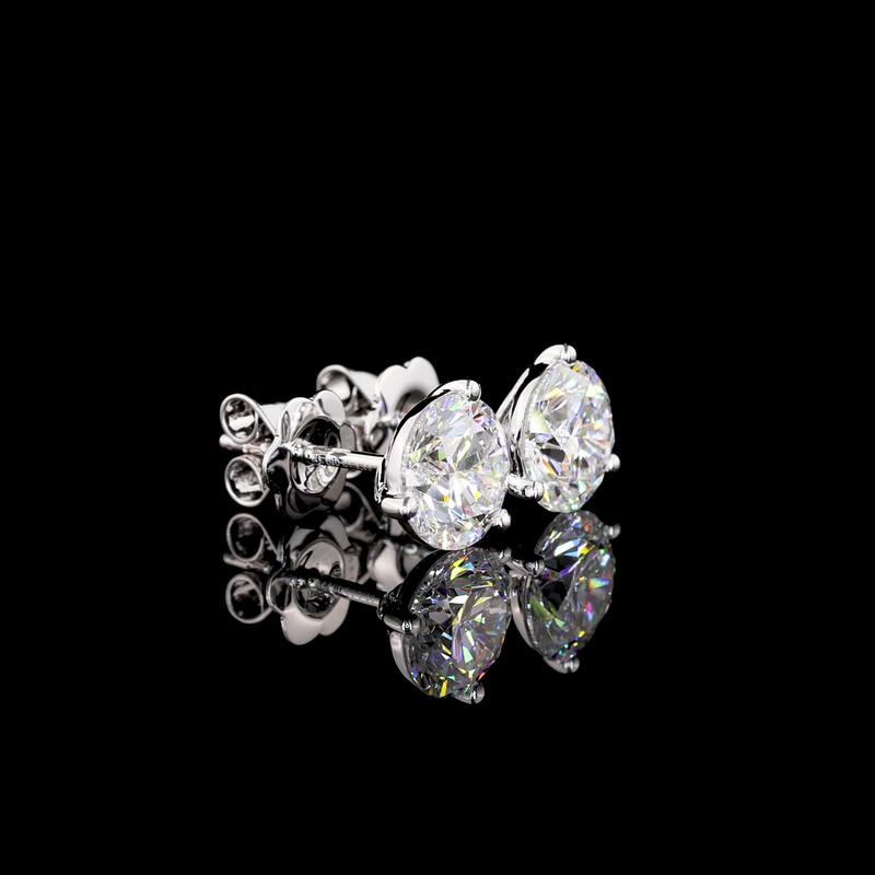 Lab-Grown 3.17 Carat Round E-VS2 Diamond 14K White Gold Martini Earrings