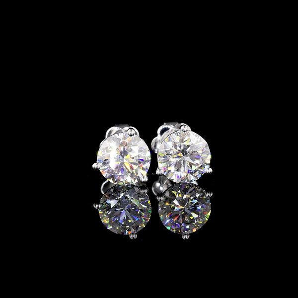 Lab-Grown 3.05 Carat Round F-VVS1 Diamond 14K White Gold Martini Earrings