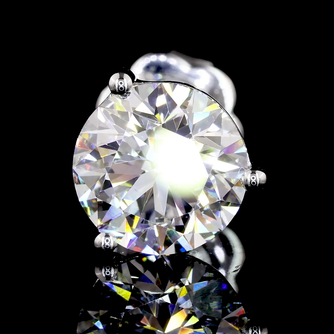 Lab-Grown 3.03 Carat Round F-VVS2 Diamond 14K White Gold Martini Earrings