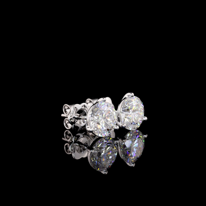 Lab-Grown 4.01 Carat Round F-VS2 Diamond 14K White Gold Martini Earrings