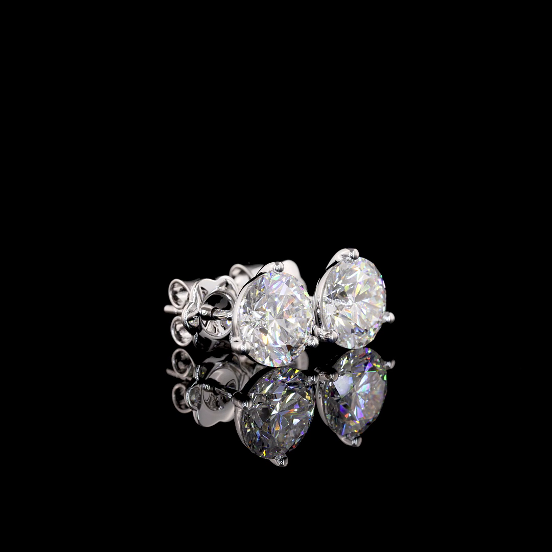 Lab-Grown 4.03 Carat Round F-VVS2 Diamond 14K White Gold Martini Earrings