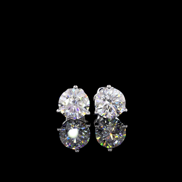 Lab-Grown 4.02 Carat Round F-VS1 Diamond 14K White Gold Martini Earrings