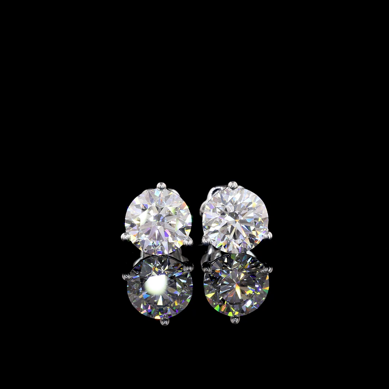 Lab-Grown 4.01 Carat Round F-VS1 Diamond 14K White Gold Martini Earrings