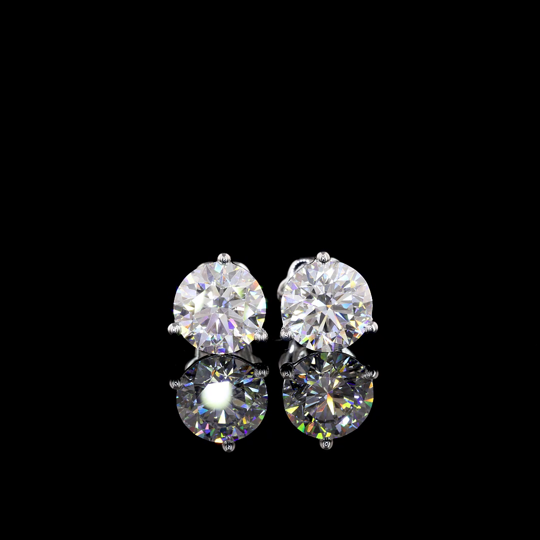 Lab-Grown 4.03 Carat Round F-VVS2 Diamond 14K White Gold Martini Earrings
