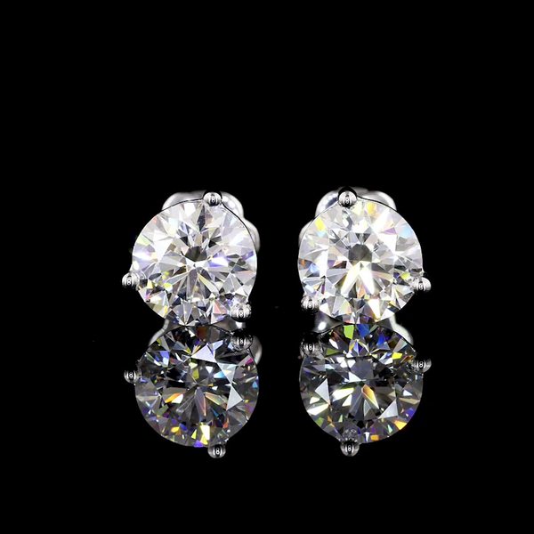 Lab-Grown 5.12 Carat Round F-VS1 Diamond 14K White Gold Martini Earrings