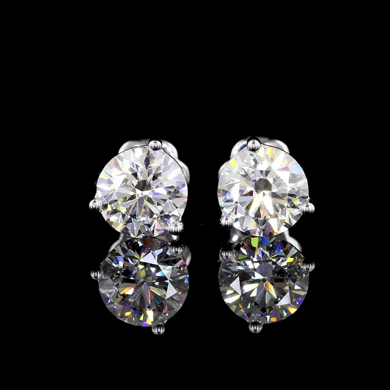 Lab-Grown 5.09 Carat Round F-VS2 Diamond 14K White Gold Martini Earrings