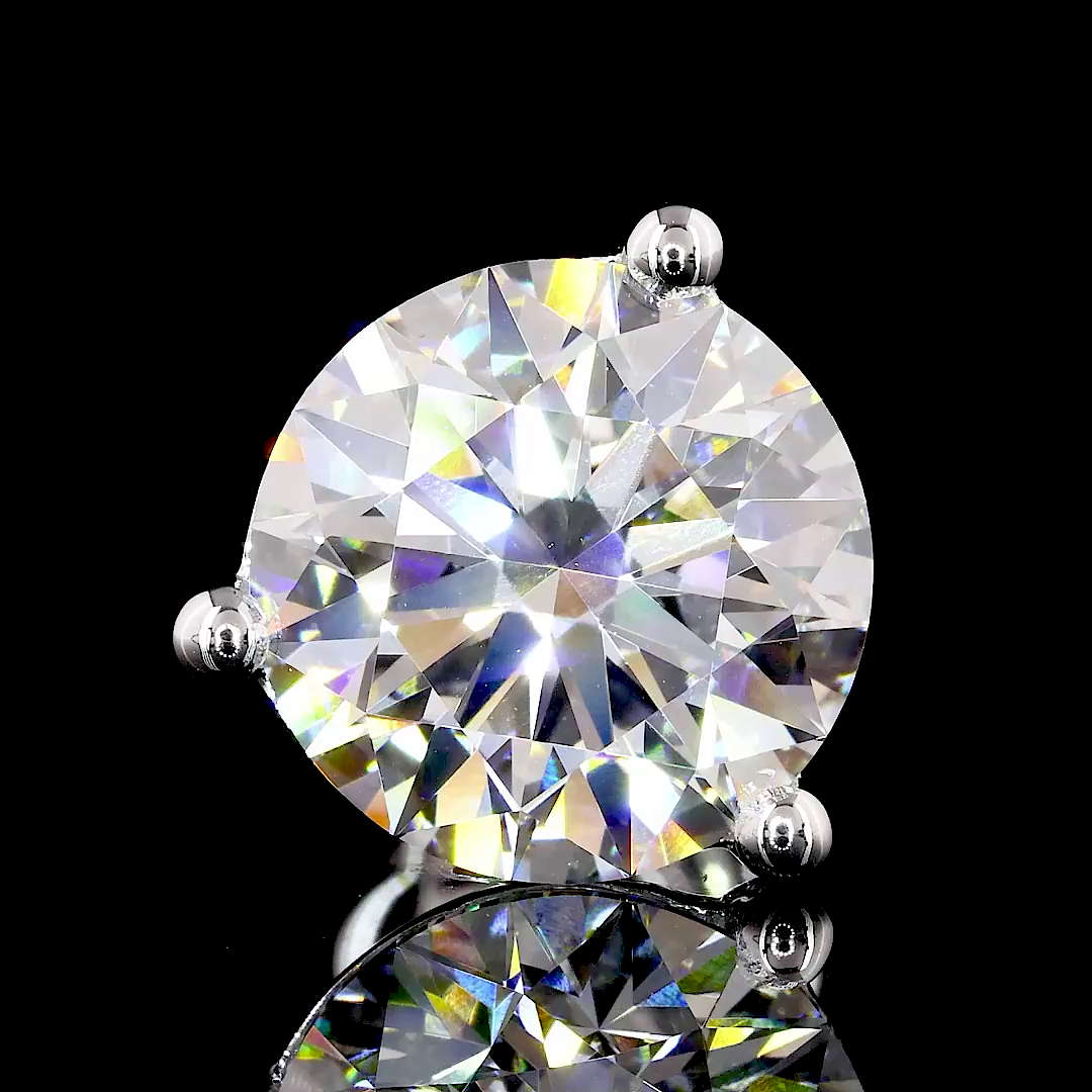 Lab-Grown 5.09 Carat Round E-VS2 Diamond 14K White Gold Martini Earrings