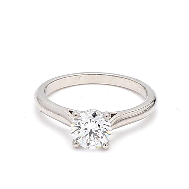 Cartier 0.90 Carat Round Brilliant Shape D-VVS2 Diamond Platinum Engagement Ring