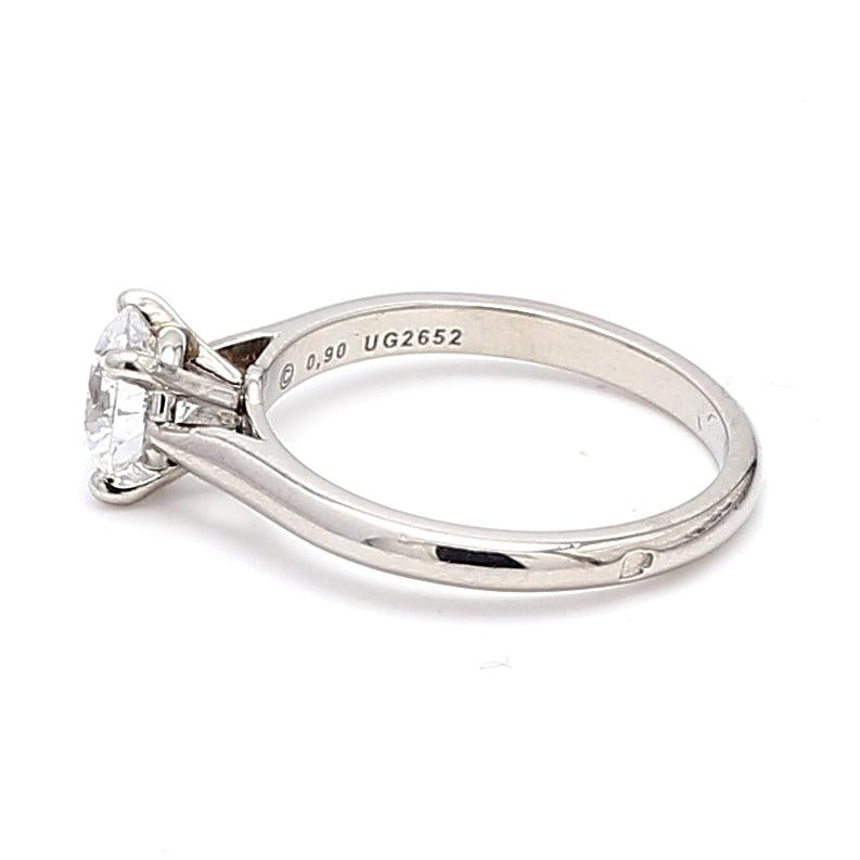 Cartier 0.90 Carat Round Brilliant Shape D-VVS2 Diamond Platinum Engagement Ring