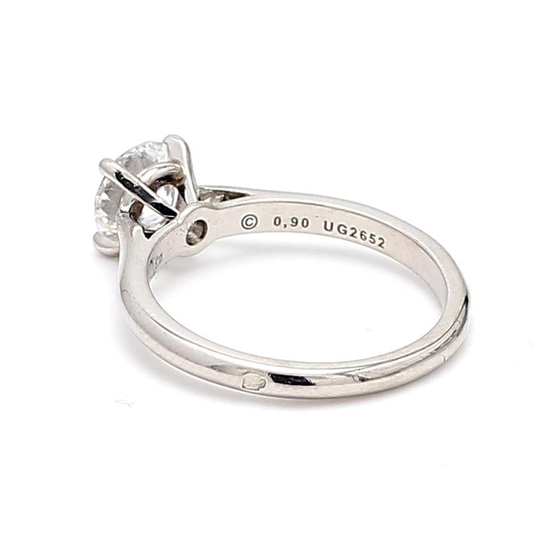 Cartier 0.90 Carat Round Brilliant Shape D-VVS2 Diamond Platinum Engagement Ring