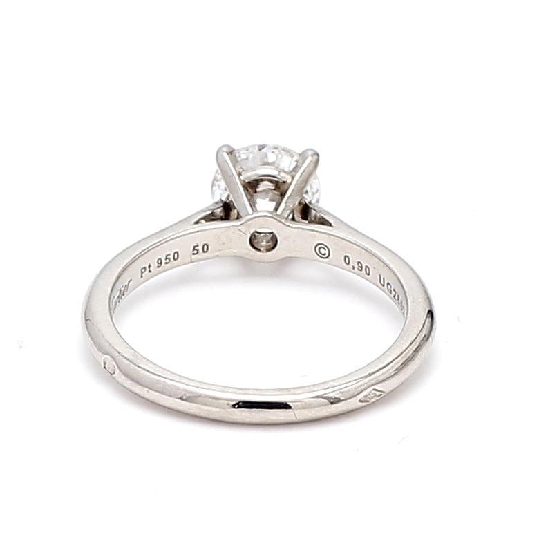 Cartier 0.90 Carat Round Brilliant Shape D-VVS2 Diamond Platinum Engagement Ring