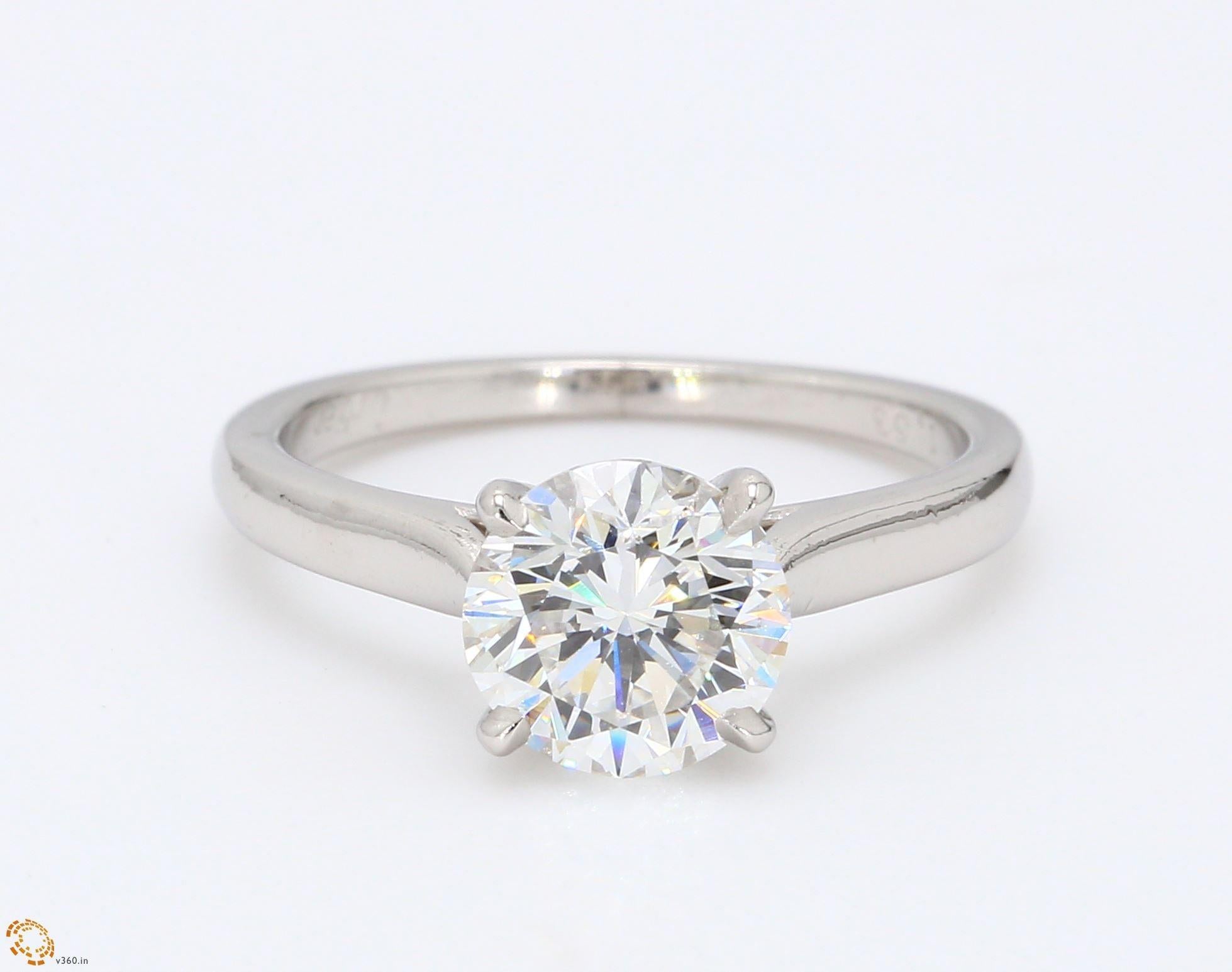 Cartier 1.53 Carat Round Brilliant Shape E-VS1 Diamond Platinum Engagement Ring