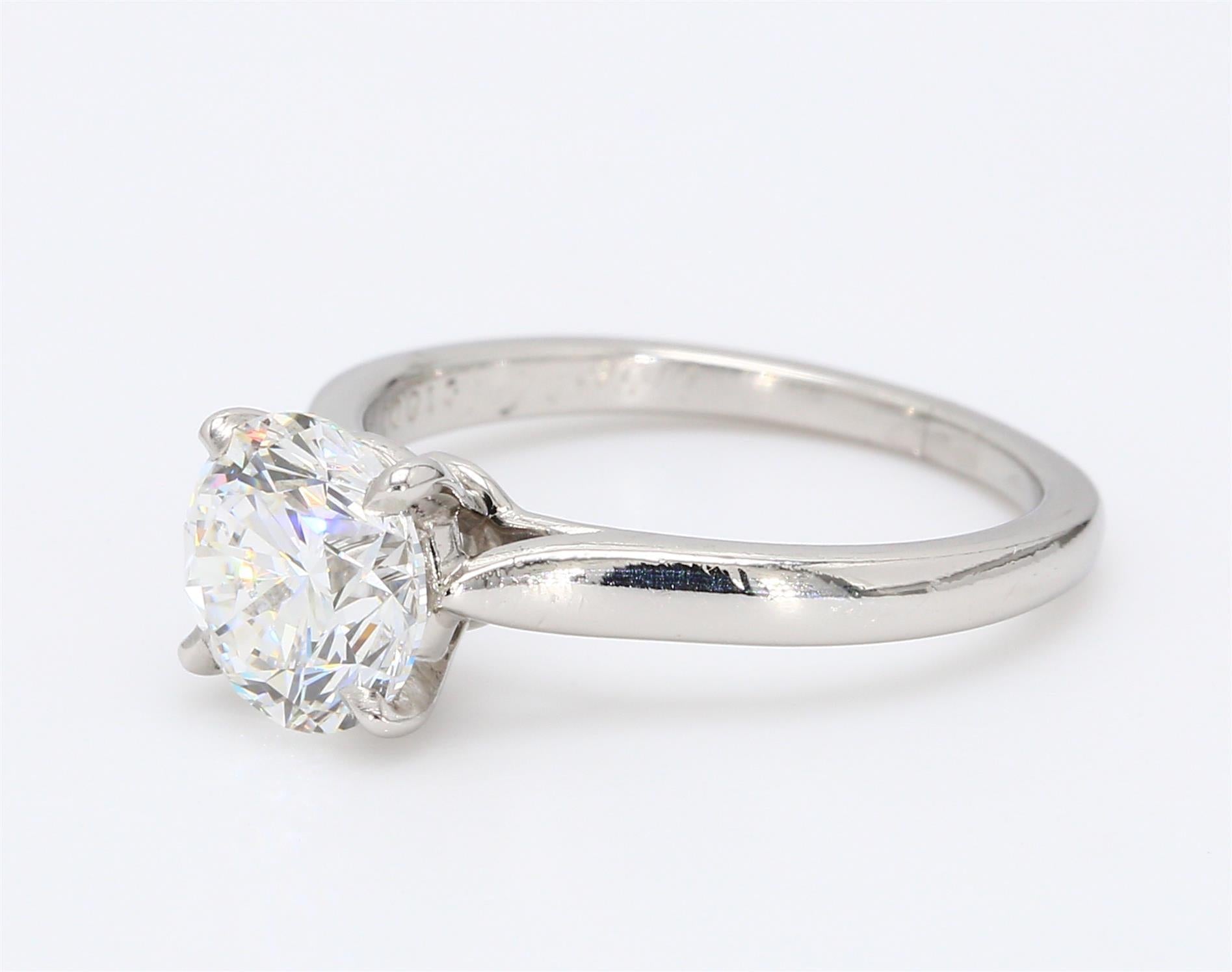 Cartier 1.53 Carat Round Brilliant Shape E-VS1 Diamond Platinum Engagement Ring