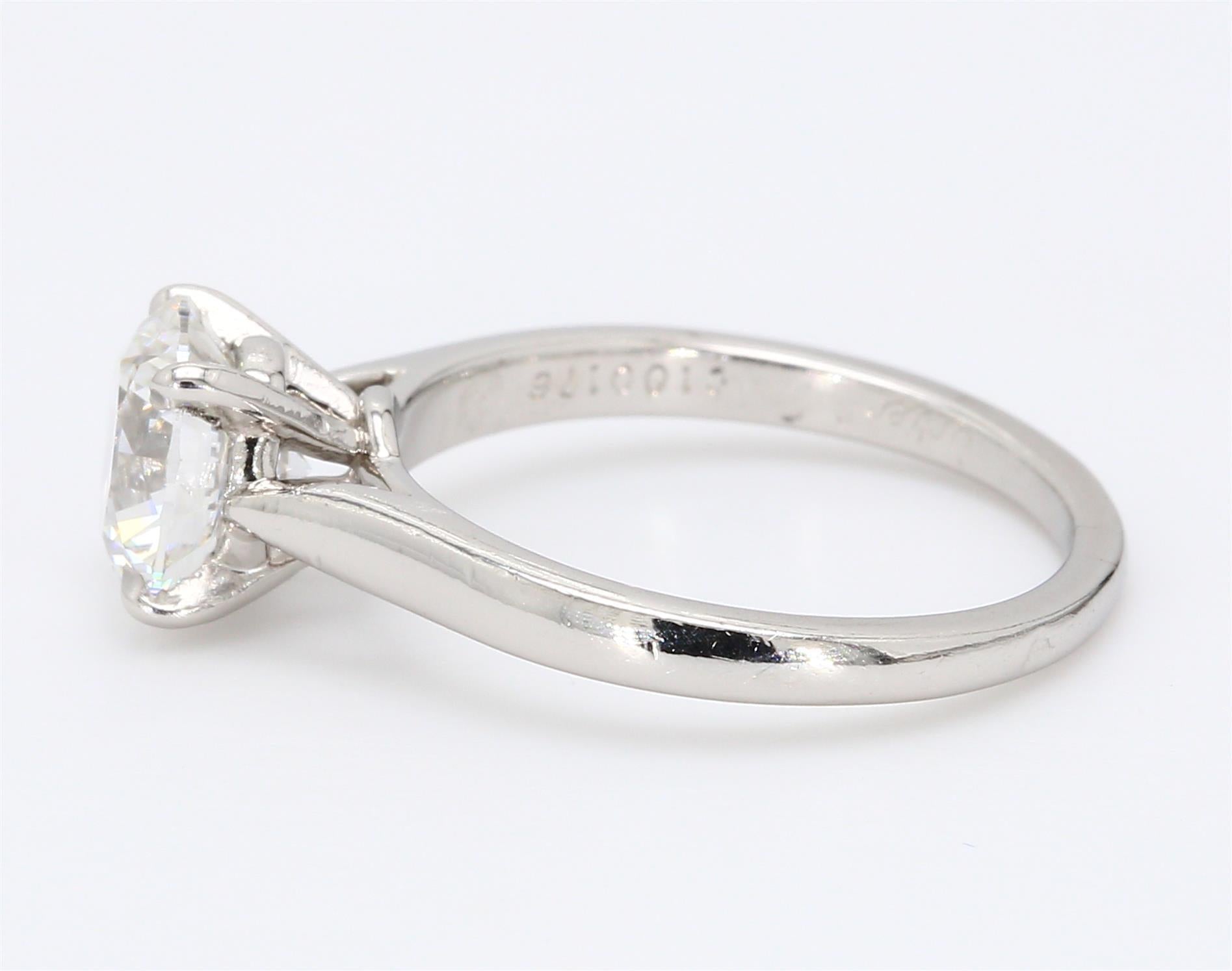 Cartier 1.53 Carat Round Brilliant Shape E-VS1 Diamond Platinum Engagement Ring