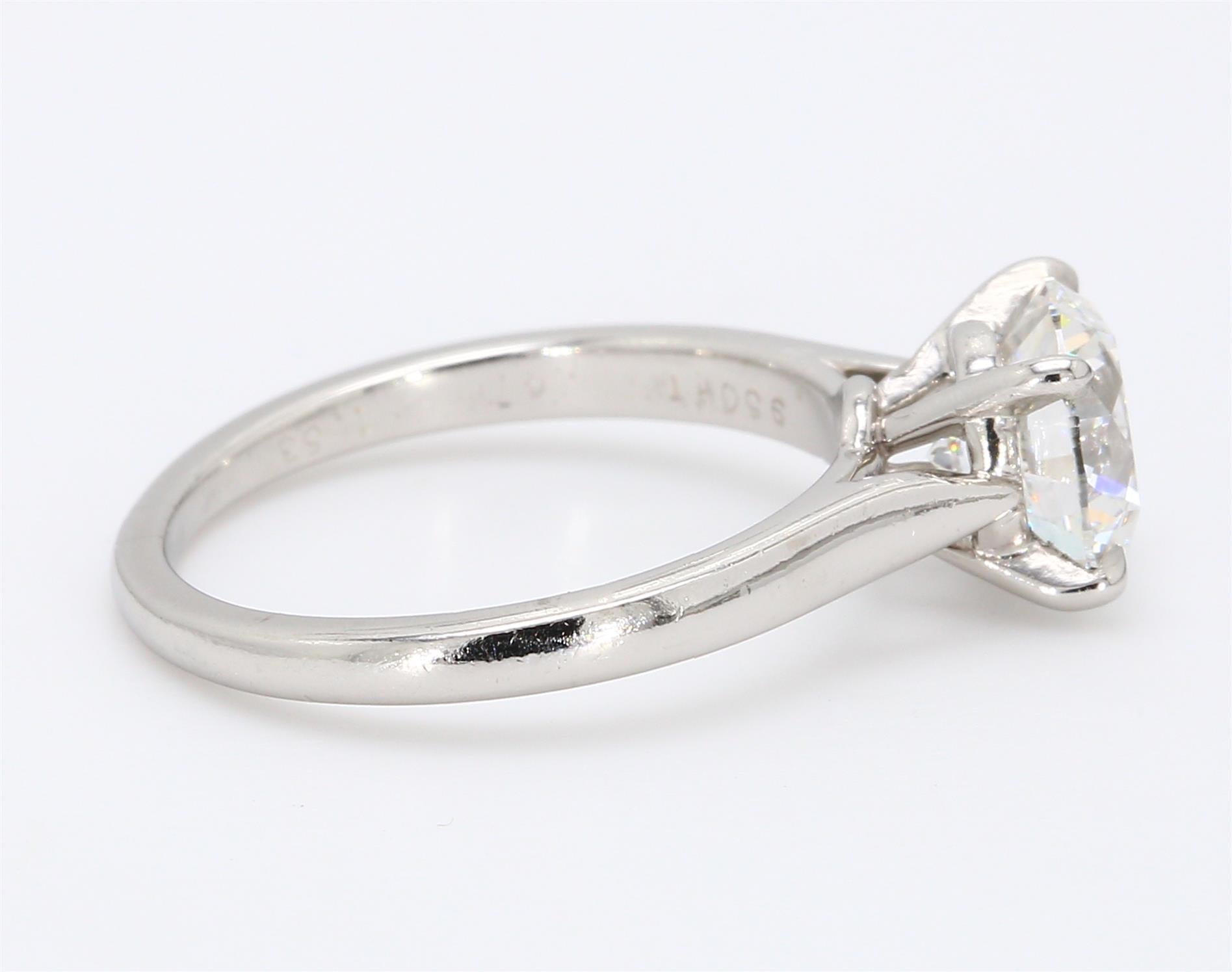 Cartier 1.53 Carat Round Brilliant Shape E-VS1 Diamond Platinum Engagement Ring