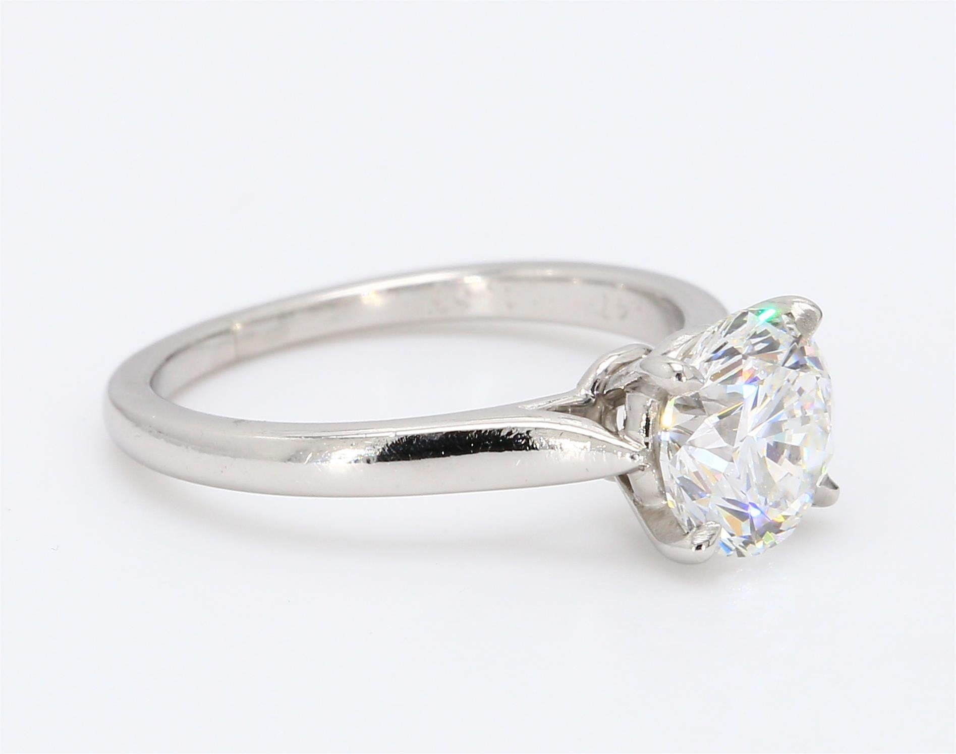 Cartier 1.53 Carat Round Brilliant Shape E-VS1 Diamond Platinum Engagement Ring
