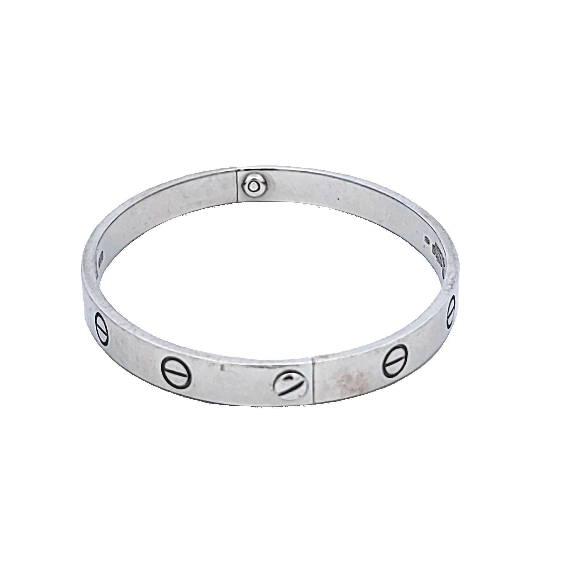 Cartier 18 Karat White Gold Size 17 Love Bangle Bracelet