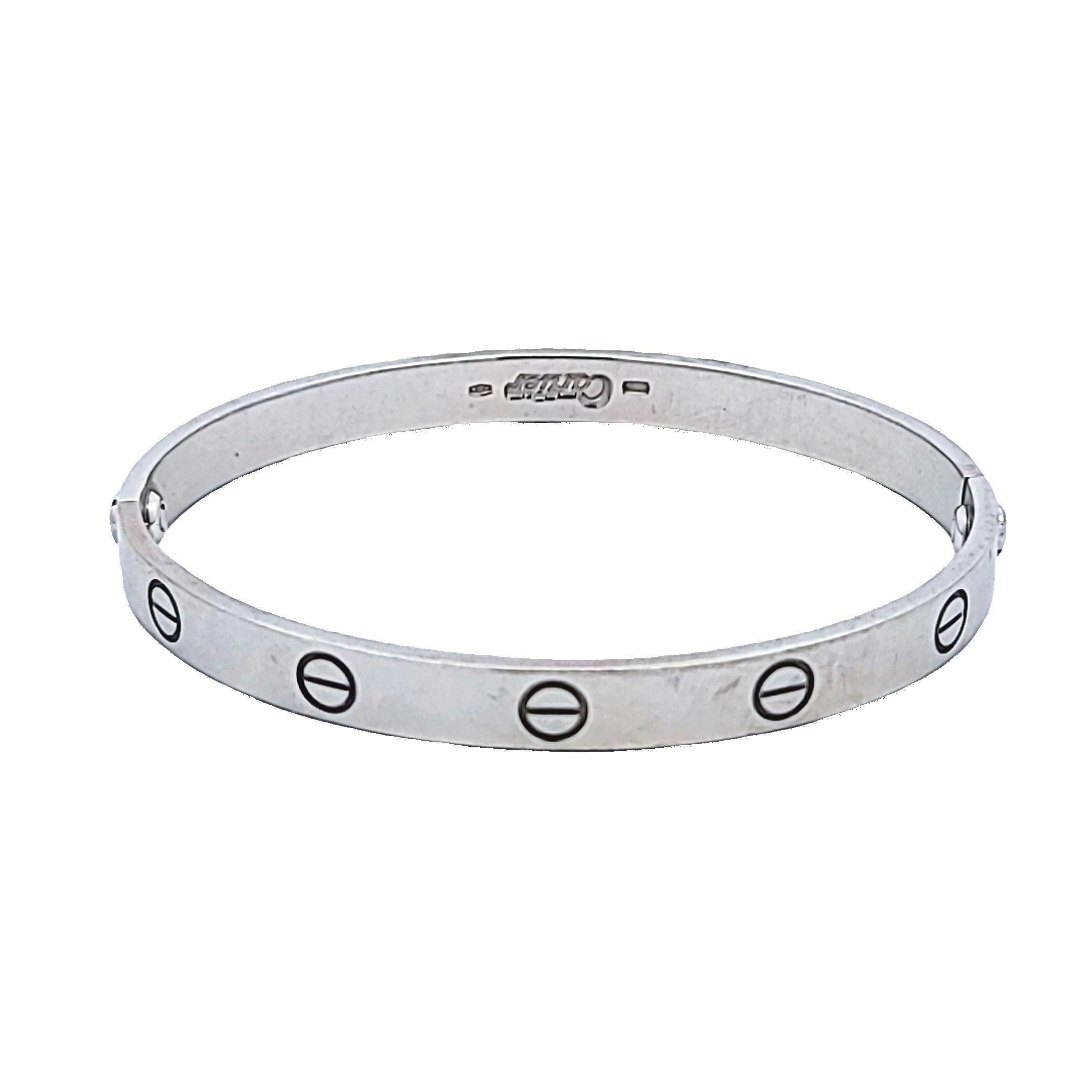 Cartier 18 Karat White Gold Size 17 Love Bangle Bracelet