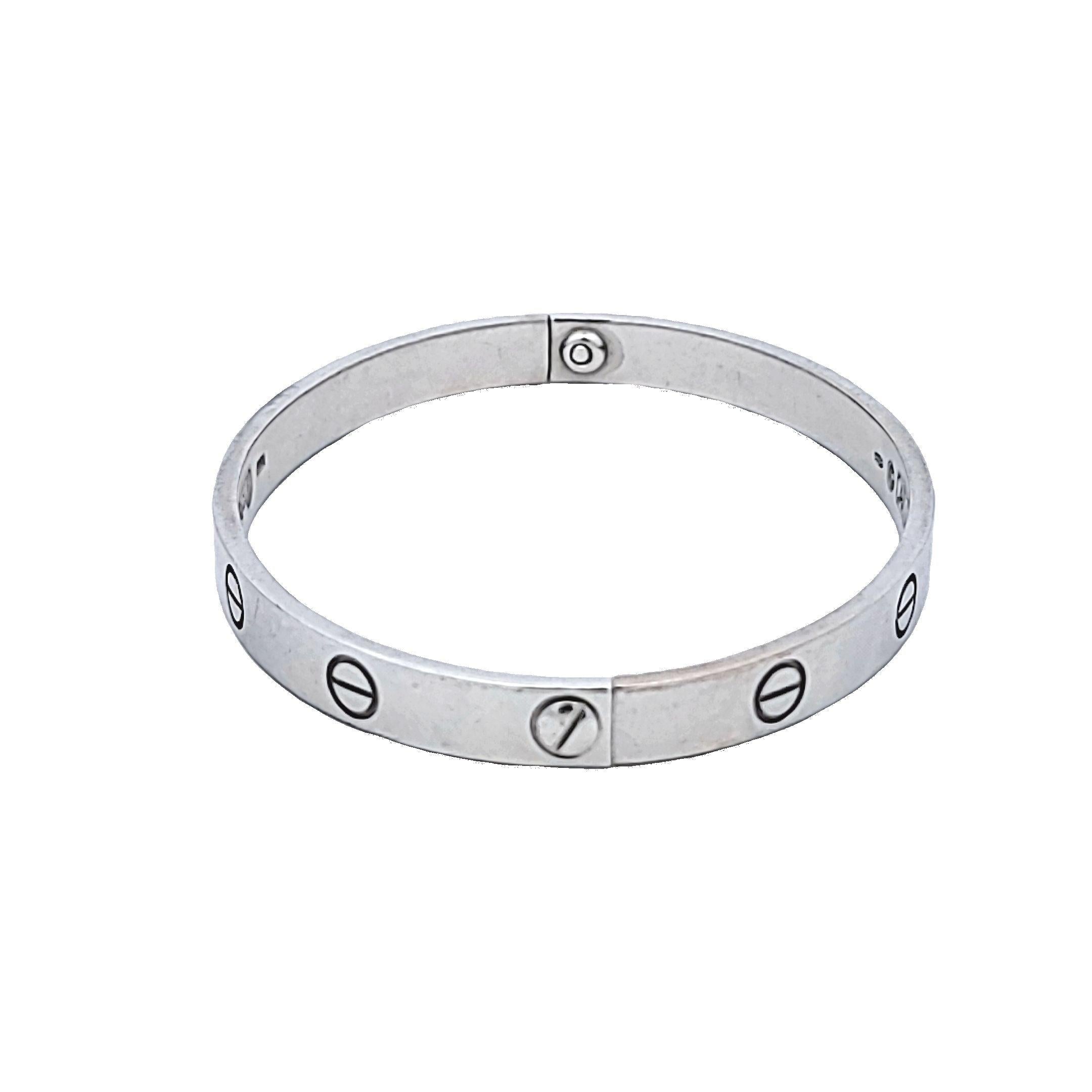 Cartier 18 Karat White Gold Size 17 Love Bangle Bracelet
