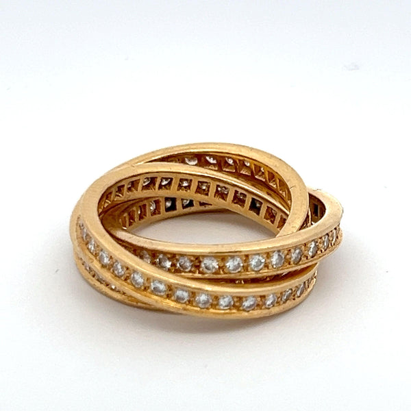 Cartier 1.98 Carat Round Brilliant Diamond 18 Karat Yellow Gold Trinity Ring