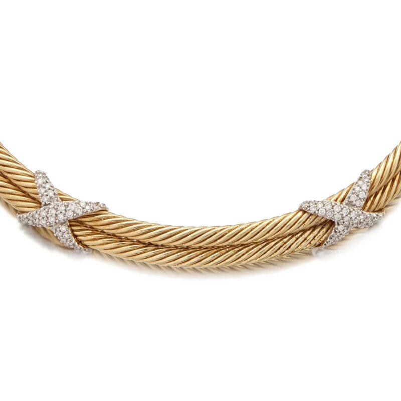 David Yurman 1.20 Carat Round Brilliant G VS1 Diamond 14 Karat Yellow Gold Neckl