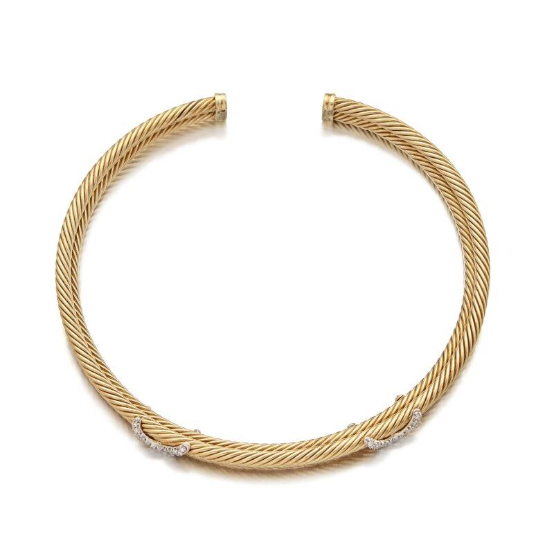 David Yurman 1.20 Carat Round Brilliant G VS1 Diamond 14 Karat Yellow Gold Neckl