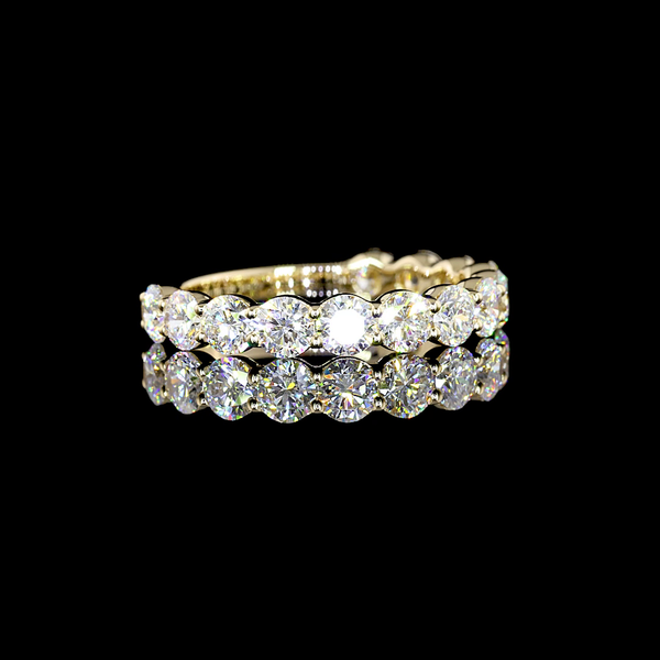 Lab-Grown 2.00 Carat Round E-VS Diamond 14K Yellow Gold 3/4 Band Eternity Band