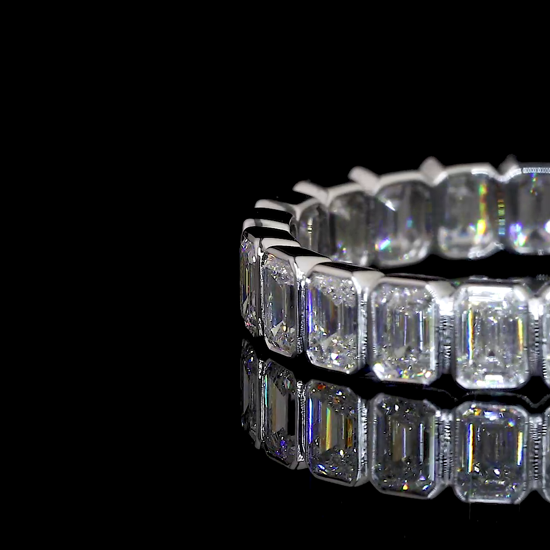 Lab-Grown 2.22 Carat Emerald F-VS2 Diamond 14K White Gold Eternity Band Eternity