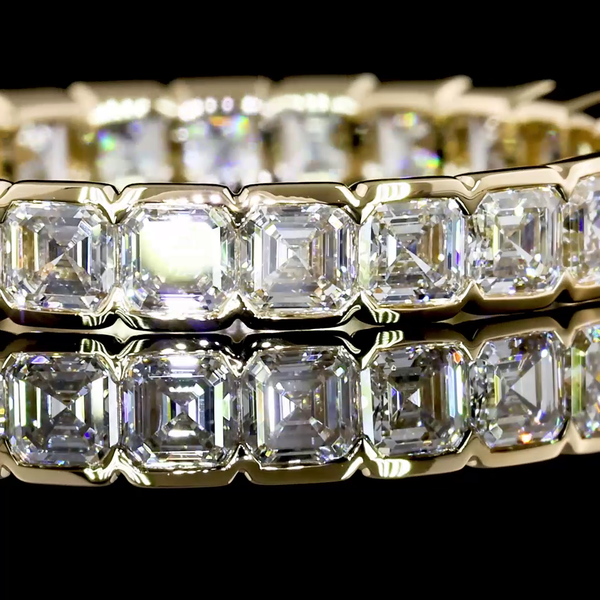 Lab-Grown 1.96 Carat Asscher E-VS1 Diamond 14K Yellow Gold Eternity Band Eternity Band