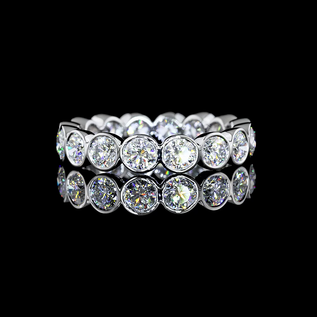 Lab-Grown 2.61 Carat Round E-VS1 Diamond Platinum Eternity Band Eternity Band
