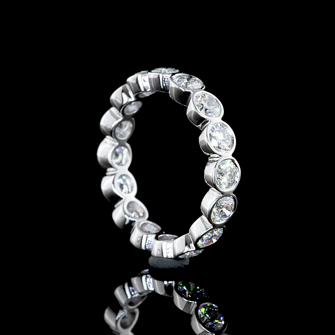 Lab-Grown 2.61 Carat Round E-VS1 Diamond Platinum Eternity Band Eternity Band