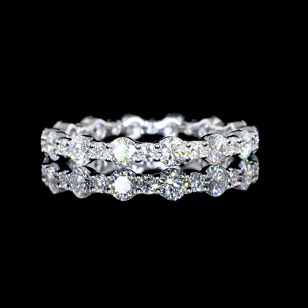 Lab-Grown 1.24 Carat Round E-VS1 Diamond 14K White Gold Eternity Band Eternity B