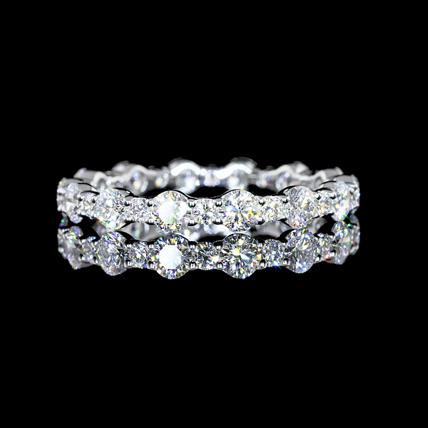 Lab-Grown 1.24 Carat Round E-VS1 Diamond 14K White Gold Eternity Band Eternity B