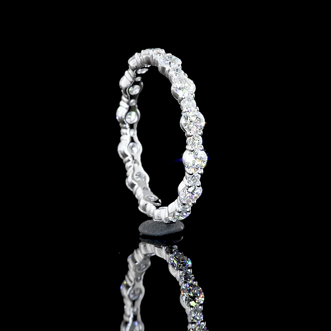 Lab-Grown 1.24 Carat Round E-VS1 Diamond 14K White Gold Eternity Band Eternity B