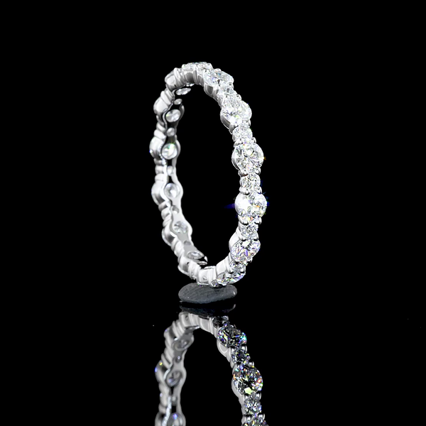 Lab-Grown 1.24 Carat Round E-VS1 Diamond 14K White Gold Eternity Band Eternity B