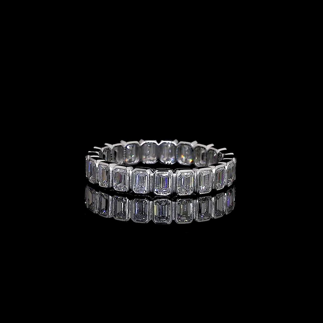 Lab-Grown 1.95 Carat Emerald F-VS2 Diamond 14K White Gold Eternity Band Eternity