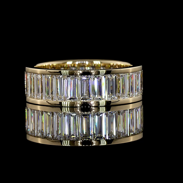 Lab-Grown 3.94 Carat Baguette E-VS1 Diamond 14K Yellow Gold Eternity Band Eterni