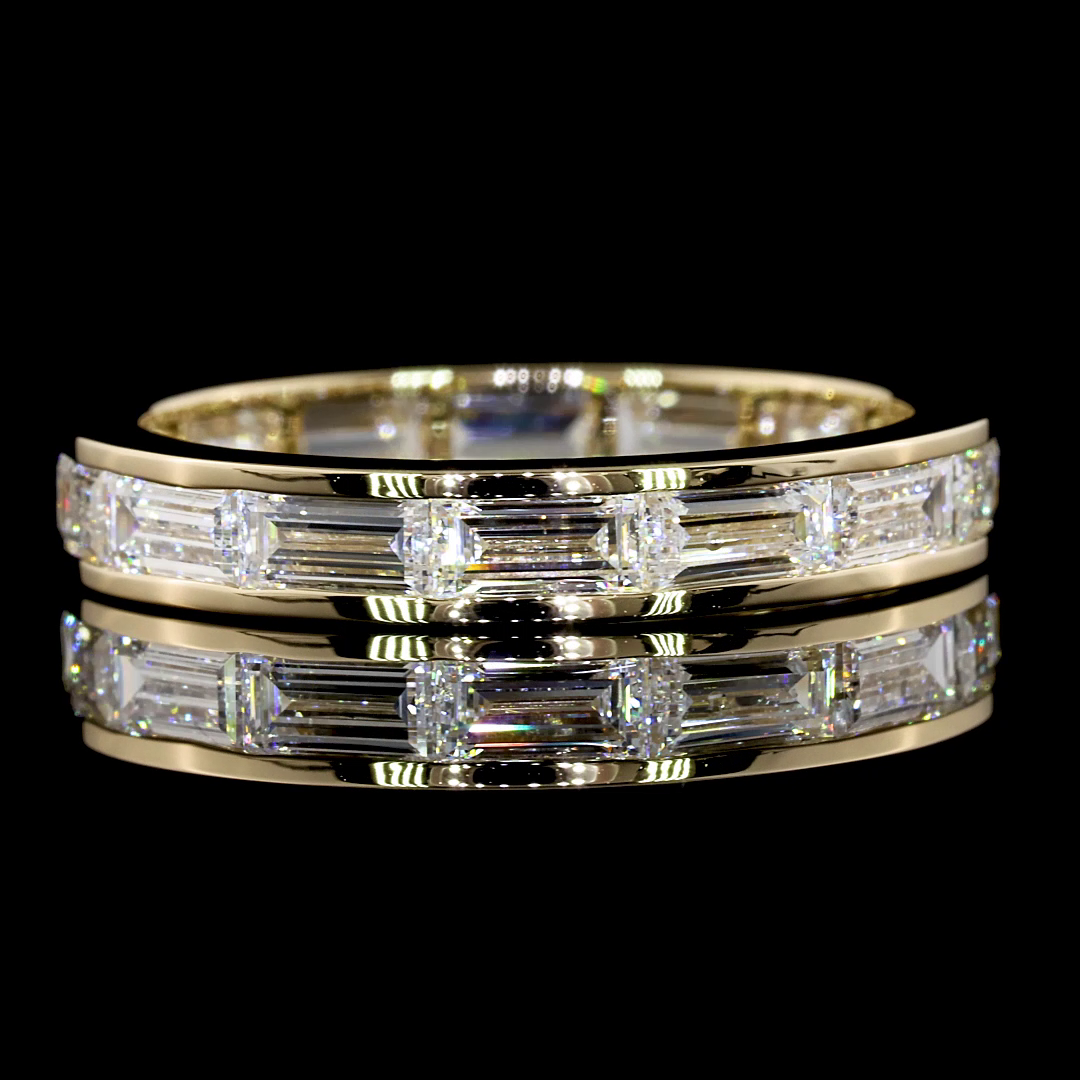Lab-Grown 1.81 Carat Baguette E-VS Diamond 14K Yellow Gold Eternity Band Eternit