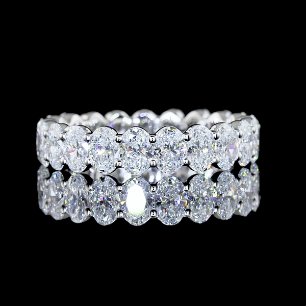 Lab-Grown 2.96 Carat Oval E-VS Diamond 14K White Gold Eternity Band Eternity Band